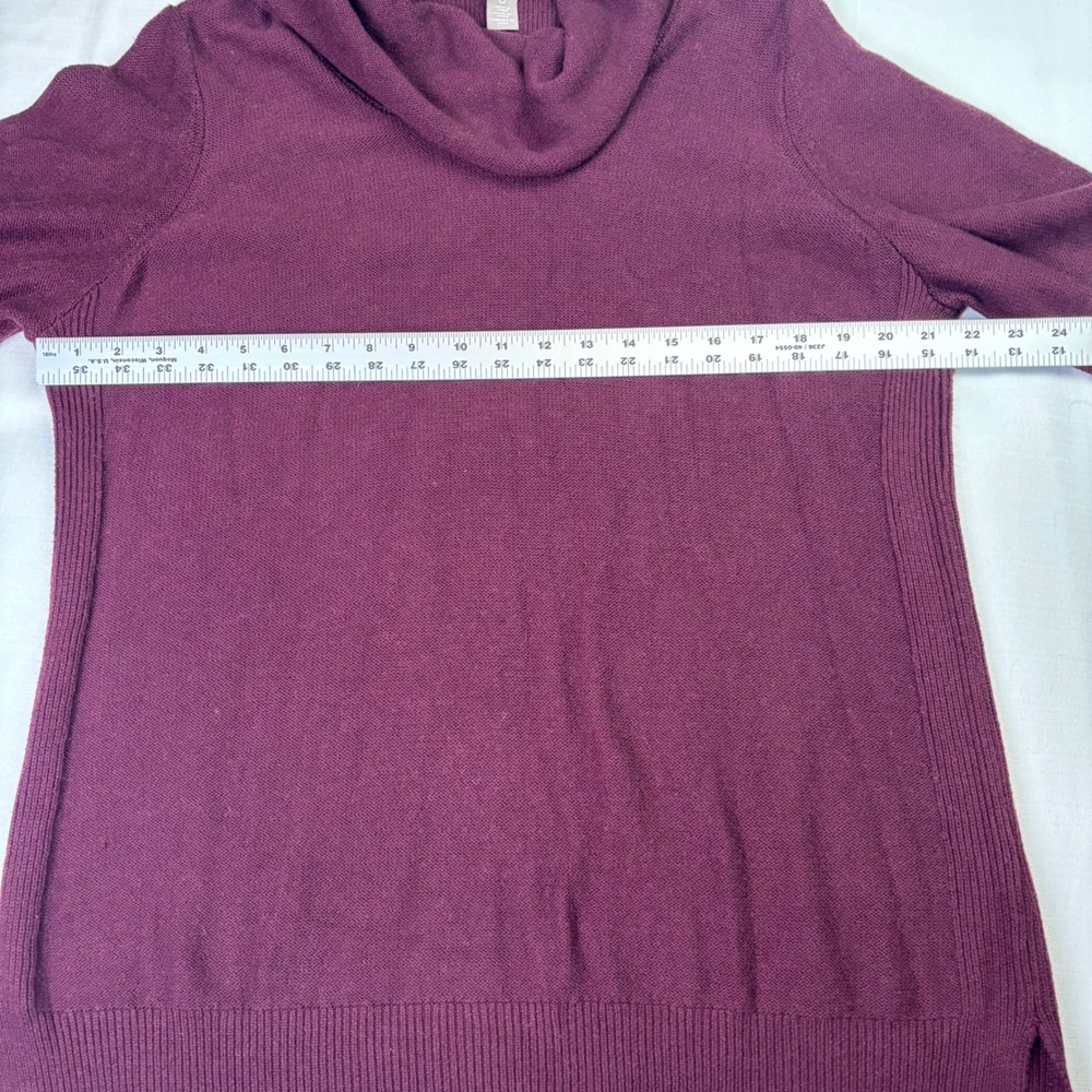Chicos Plus Burgundy Maroon Cowl Neck Long Sleeve Sweater Tunic Size 3 (XL/16) - Picture 6 of 9